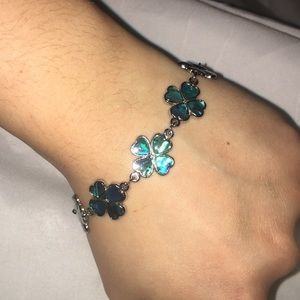Blue/Green Gem Stone Shamrock Bracelet with clasp